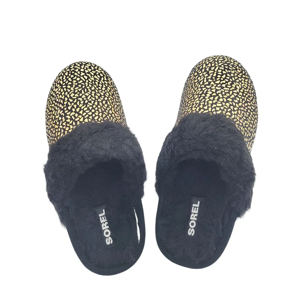 Sorel Youth Size 5 Unisex Nakiska Slide II Slippers Black Suede Faux Fur